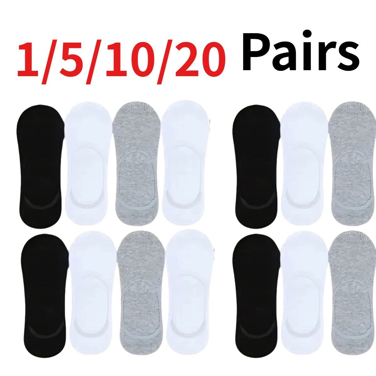 No Show Sock Women - 1/5/10/20 Pairs Neutral Summer Thin Invisible